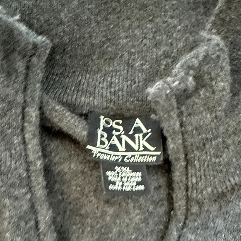 Jos. A. Bank Charcoal 100% Cashmere Zip-Up Sweater Men XXL
